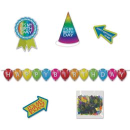 6 Pieces Birthday Desktop Party Pack Kit Glitter Print - Party Novelties