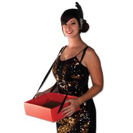 12 Pieces Cigarette Girl Party Tray 2-Black Ribbons For Carrying Attached; Assembly Required - Party Novelties