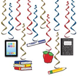 6 Pieces School Days Whirls - Hanging Decorations & Cut Out