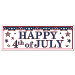 12 Bulk 4th Of July Sign Banner AlL-Weather; 4 Grommets