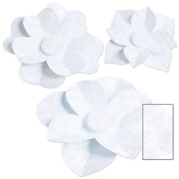 12 Wholesale Paper Flowers White; Assembly Required; 1-10 , 1-12 , 1-17.25