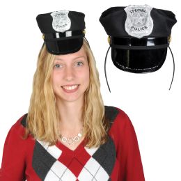 12 Wholesale Police Hat Headband Attached To SnaP-On Headband
