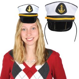 12 Wholesale Yacht Captain's Cap Headband Attached To SnaP-On Headband