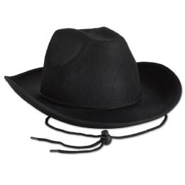 6 Wholesale Black Felt Cowboy Hat One Size Fits Most