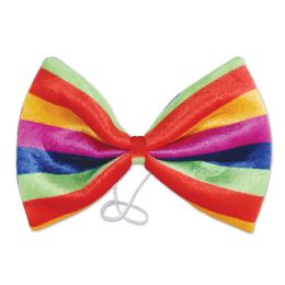 12 Wholesale Jumbo Rainbow Bow Tie One Size Fits Most; Elastic Attached