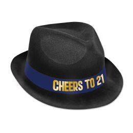 25 Wholesale 21st Birthday Hat PlastiC-Backed Velour; One Size Fits Most