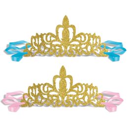 12 Pieces Glittered Princess Tiaras - Party Hats & Tiara