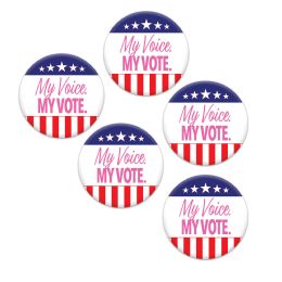 12 Pieces My Voice. My Vote. Party Buttons - Party Novelties