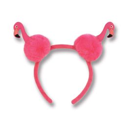 12 Wholesale Flamingo PoM-Pom Headband Attached To SnaP-On Headband