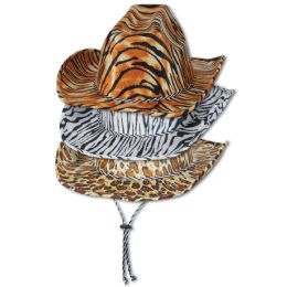 6 Wholesale Animal Print Cowboy Hats Asstd Designs; One Size Fits Most