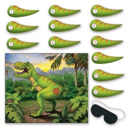 24 Pieces Pin The Tail On The Dinosaur Game Blindfold Mask & 12 Tails Included - Party Favors