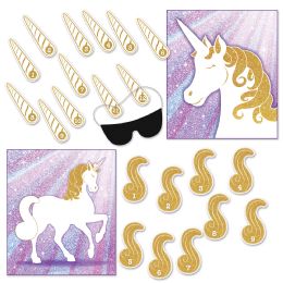 24 Pieces Unicorn Party Games Blindfold Mask W/12 Horns & 9 Tails Included - Party Novelties