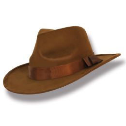 6 Bulk Brown Fabric Fedora One Size Fits Most
