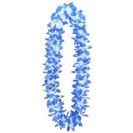 12 Bulk Oasis Floral Lei White W/lt Blue Tips