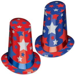 10 Wholesale Patriotic Super HI-Hats Asstd Colors; One Size Fits Most