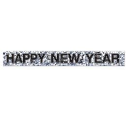 12 Pieces Metallic Happy New Year Fringe Banner Prtd 1-Ply Pvc Fringe - Party Banners
