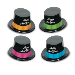25 Wholesale Neon Legacy Toppers Black W/asstd Color Bands; One Size Fits Most