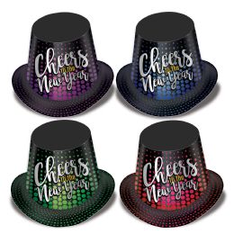 25 Wholesale Cheers To The New Year HI-Hats Asstd Colors; One Size Fits Most
