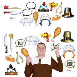 12 Pieces Thanksgiving Photo Fun Signs Prtd 2 Sides W/different Designs - Thanksgiving