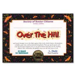 6 Wholesale Over The Hill Certificate