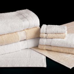 12 Wholesale Strong And Durable White Cotton Poly Blend Bath Towel Size 24x40