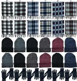 360 Bulk Winter Bundle Care Kit Adult UniseX- Hats Gloves Beanie Fleece Scarf Set In Assorted Colors