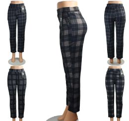 36 Wholesale Womens Winter Plaid Print Pants Size S/ M