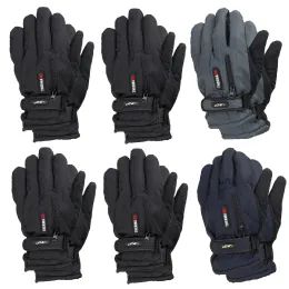 6 Wholesale Winter Warm Gloves For Men, Fleece Lined Fit (black Zipper)