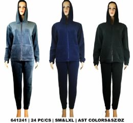 24 Wholesale Woman's 2pc Sweatpants & Sweatshirt Size Assorted