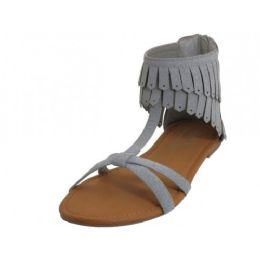 18 Wholesale Woman's Fringe Slide Sandals Gray Size 5-10