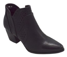 12 Wholesale Women Ankle Heel Booties Color Black Size 6-11