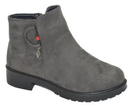 12 Wholesale Women Comfortable Ankle Boots Color Grey Size 6-11