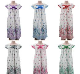 24 Wholesale Women Lace Design Night Gown Assorted Color Size L