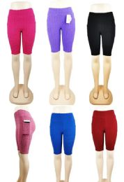 48 Wholesale Women Legging Shorts Assorted Colors Size Assorted