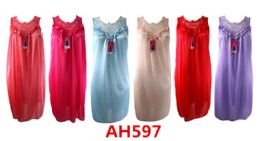 96 Wholesale Women Nightgown Pajamas Assorted Colors Size Assorted