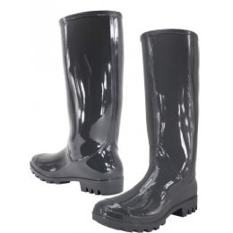 12 Pairs Women's 13.5 Inches Rubber Rain Boots In Gray Sizes 8-10 - Women's Boots