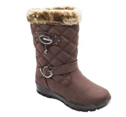 12 Wholesale Women's Boots With Fur Lining Comfortable Color Brown Size 6-11