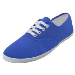 24 Pairs Women's Casual Canvas Lace Up Shoes In Royal Blue Sizes 6-11 - Women's Sneakers