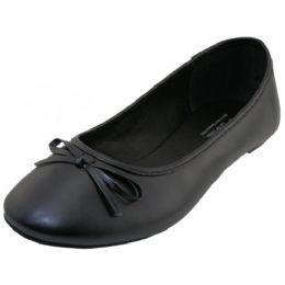 Wholesale Footwear Women's Black 6-11 Soft P.U. Upper Ballet Flat Shoes