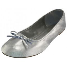 Wholesale Footwear Women's Silver 6-11 Metallic Ballet Flat Shoes