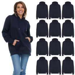 Women's Cotton Oversized Hoodie Sweat Shirt Navy Size Xlarge