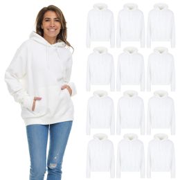 Women's Cotton Oversized Hoodie Sweat Shirt White Size Large