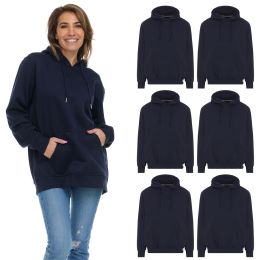 6 Pieces of Women's Cotton Oversized Hoodie Sweat Shirt Navy Size Xlarge