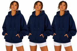 3 Pieces Women's Cotton Oversized Hoodie Sweat Shirt Navy Size Xlarge - Women's Hoodies And Sweatshirts