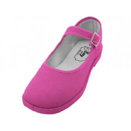 36 Pairs Women's Cotton Upper Mary Janes Shoes In Fuchsia Sizes 6-11 - Women's Sneakers