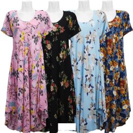 12 Pieces Women's Dress Short Sleeve Floral Print - X X L - Womens Sundresses & Fashion