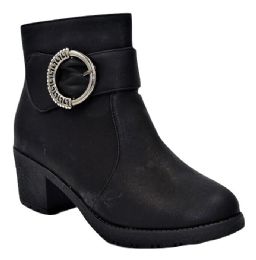 12 Wholesale Women's Fashion Comfortable Heel Ankle Boots Color Black Size 6-11