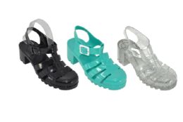 18 Bulk Women's Jelly Sandals T Strap Slingback Flats Clear Summer Beach Rain Shoes In Black