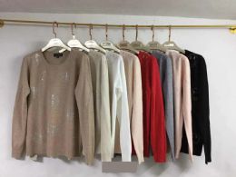 24 Pieces Women's Knitted Cashmere Rhinestone Smiley Design L/XL - Womens Sweaters & Cardigan