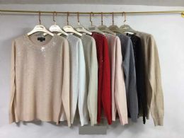 24 Pieces Women's Knitted Cashmere With Rhinestone Design L/XL - Womens Sweaters & Cardigan